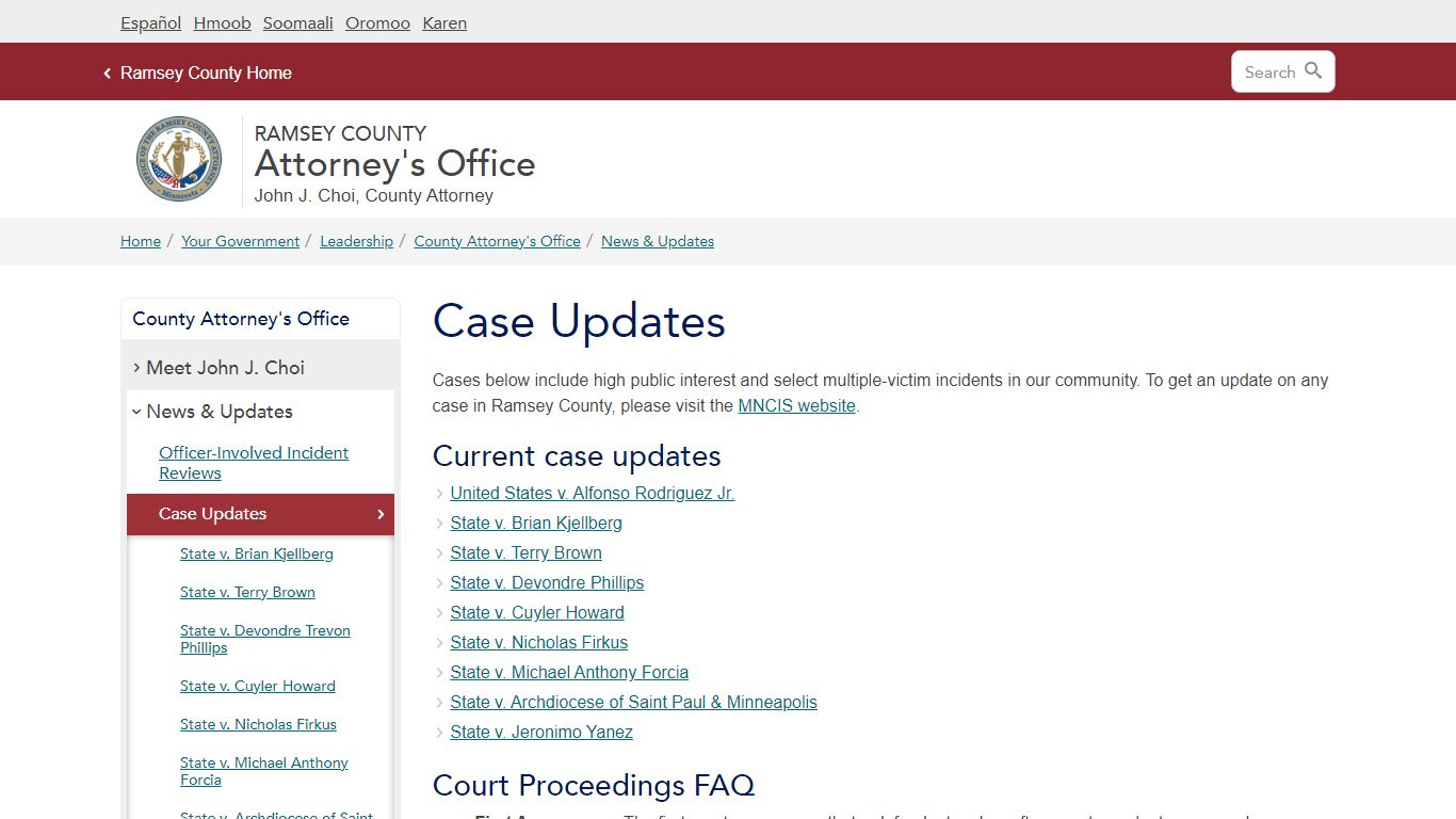 Case Updates | Ramsey County